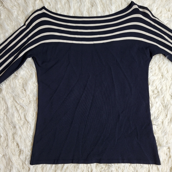 Vintage MAX Mara Black / White Boat Neck sSweater Small size - Picture 2 of 9